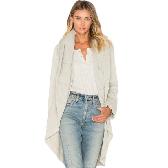 Young Fabulous & Broke Jackets & Blazers - Young Fabulous & Broke Sandrine Quilted Cocoon Open Front Coat Jacket Stone M/L